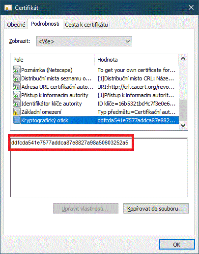 SHA1 fingerprint - Windows